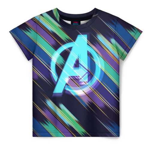 Детская футболка ВсеМайки 3D Avengers logo with stripes, р. 146 в Кораблик