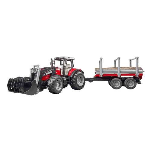 Трактор Massey Ferguson, c манипулятором и прицепом в Кораблик