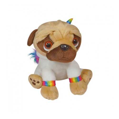 Мягкая игрушка Keel toys Pugsley мопс в наряде радужного единорога, белый, 21 см в Кораблик