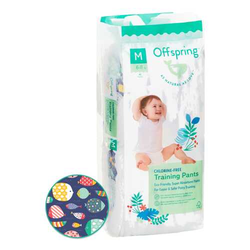 Подгузники-трусики Offspring M 6-11 кг 42 шт. Рыбки в Кораблик