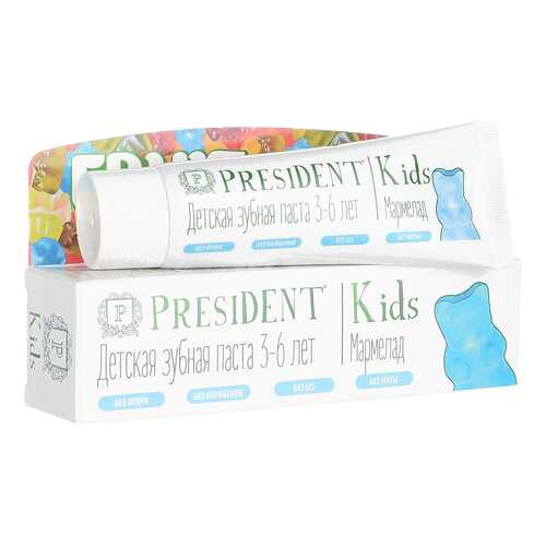 Детская зубная паста PresiDENT Kids c 3 до 6 лет со вкусом мармелада - 50 мл в Кораблик