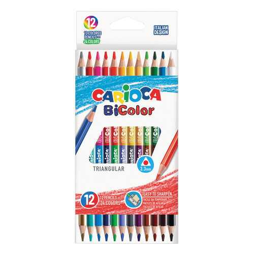 Карандаши двусторонние Carioca Bi-color трехранные, 12 штук, 24 цвета в Кораблик